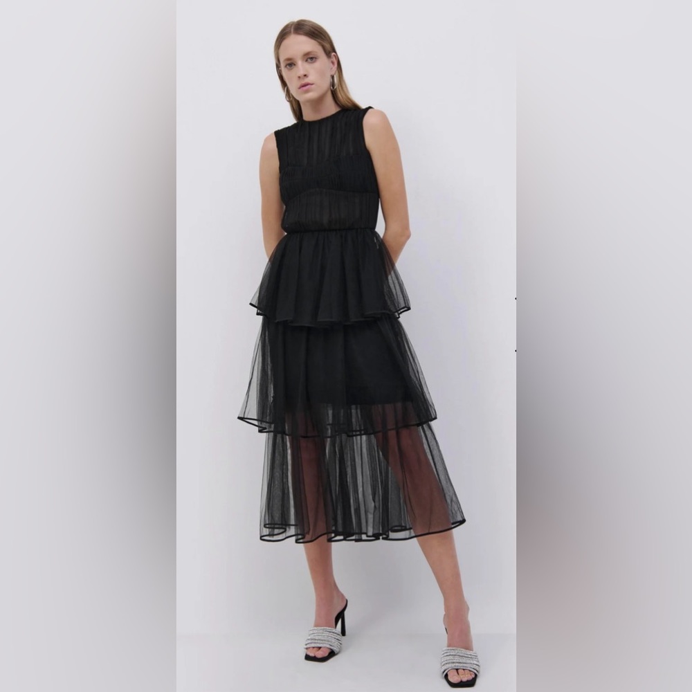 Simkhai The Benton Tulle Plisse Midi Dress, size 2 , style 622-1055 - Picture 4 of 4